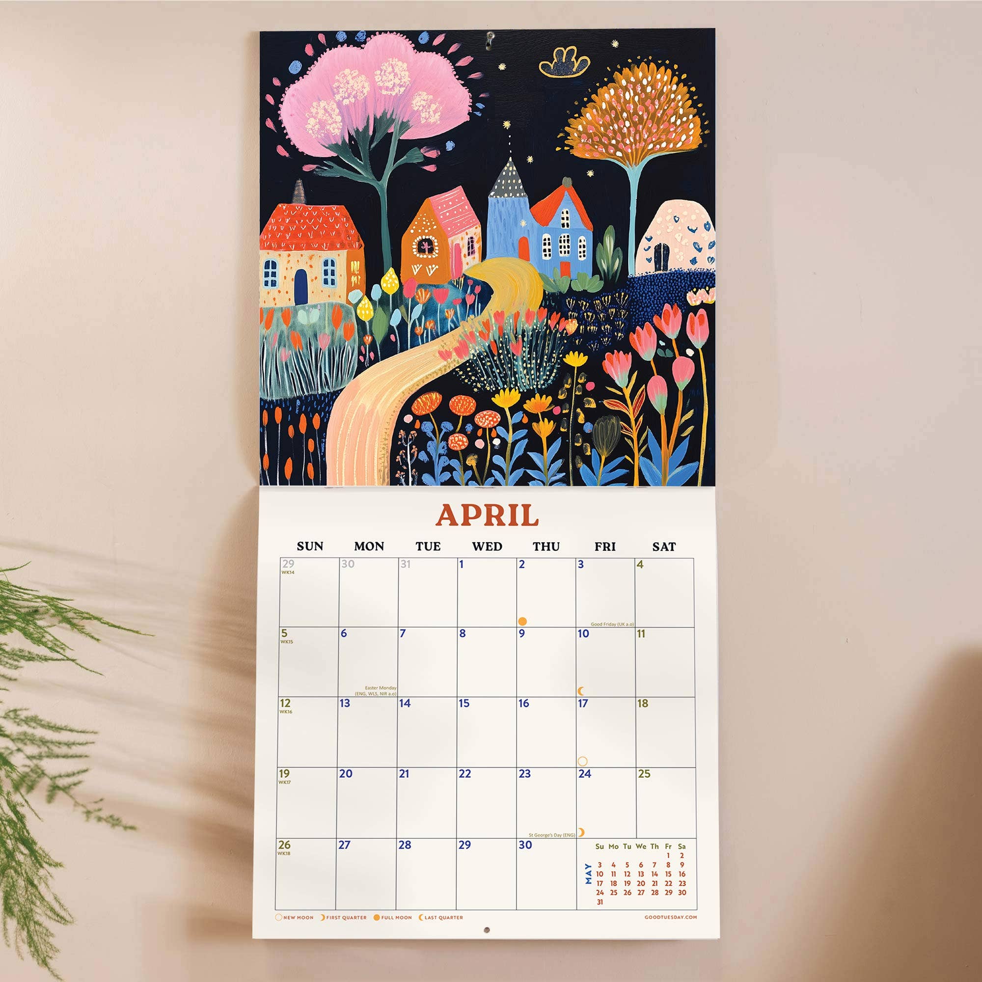 Good Tuesday (Once Upon a Tuesday) - Venta al por mayor Calendario - Calendario de pared 2026 | Paisajes de plantas estilo folk2