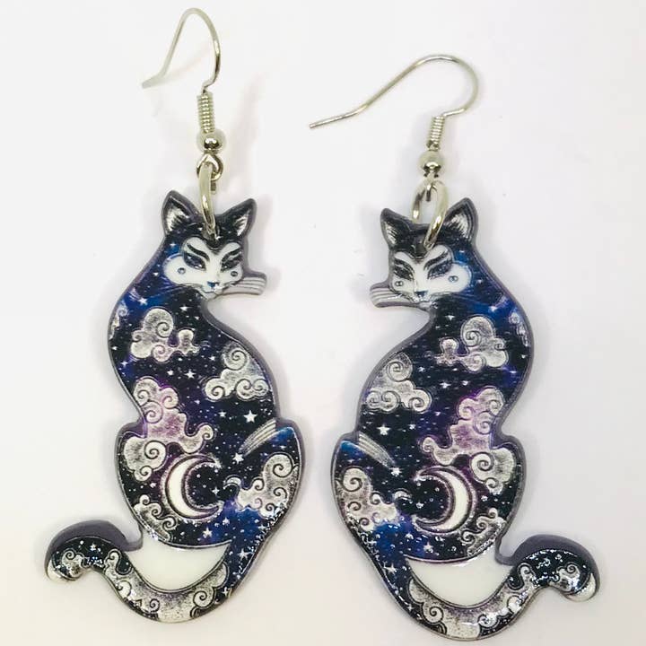 SimpleNGreat - Wholesale Dangle Earrings - Acrylic Cloud Geisha Cat Earrings0