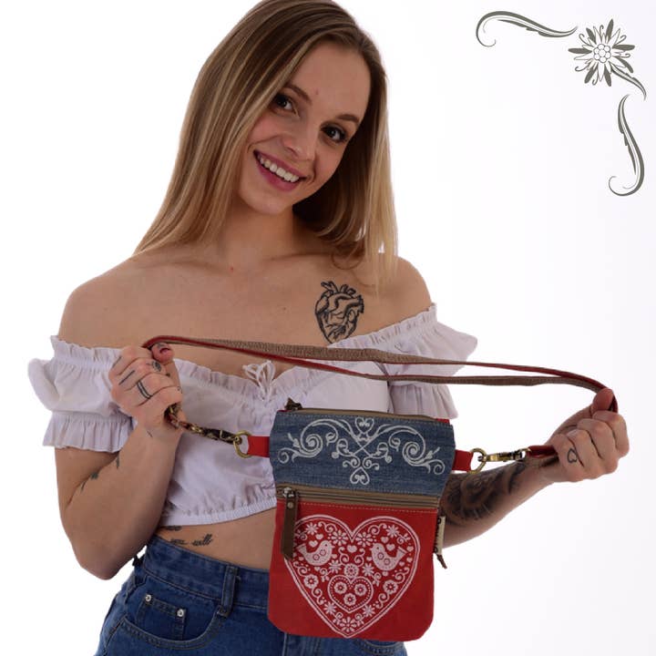 Sunsa - Vente Sac à bandoulière – femme - Sac à bandoulière Domelo. Sac traditionnel avec motif de cœur4