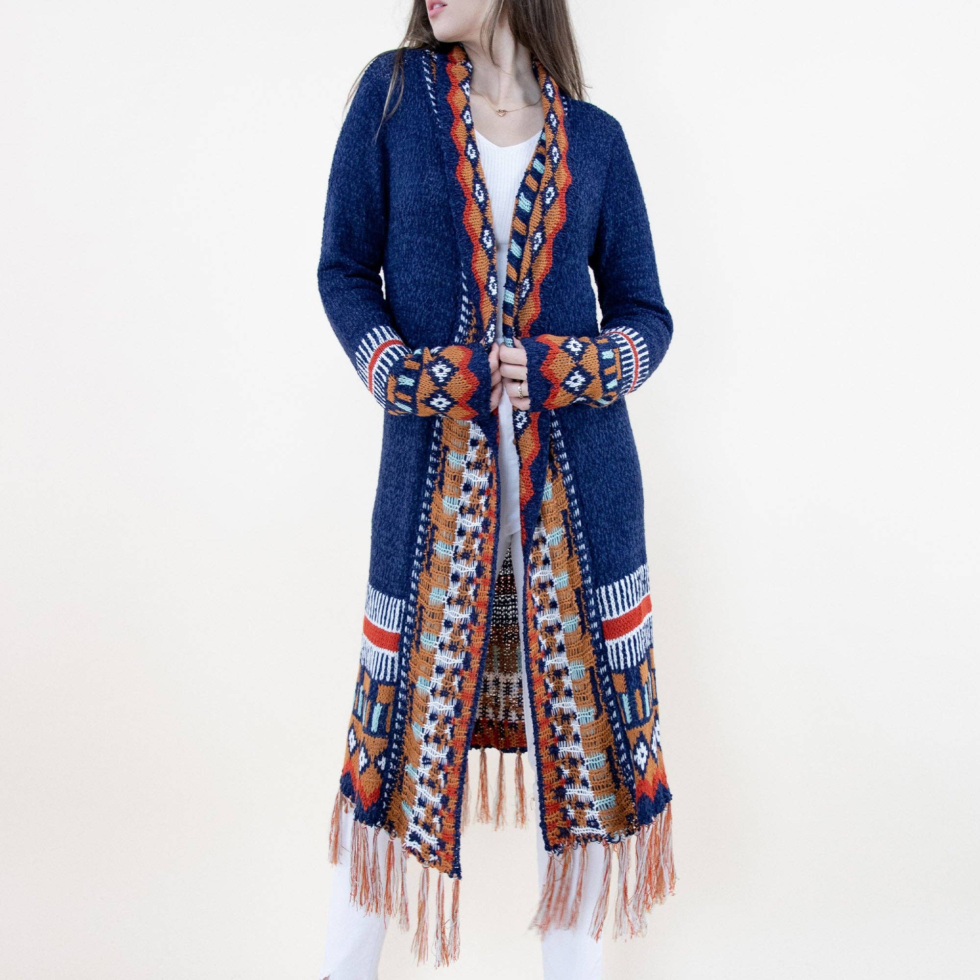 TAPA fashion - Wholesale Cardigan - Women's - Tirbal Fringed Long Cardigan FP64097.. (2PC)3