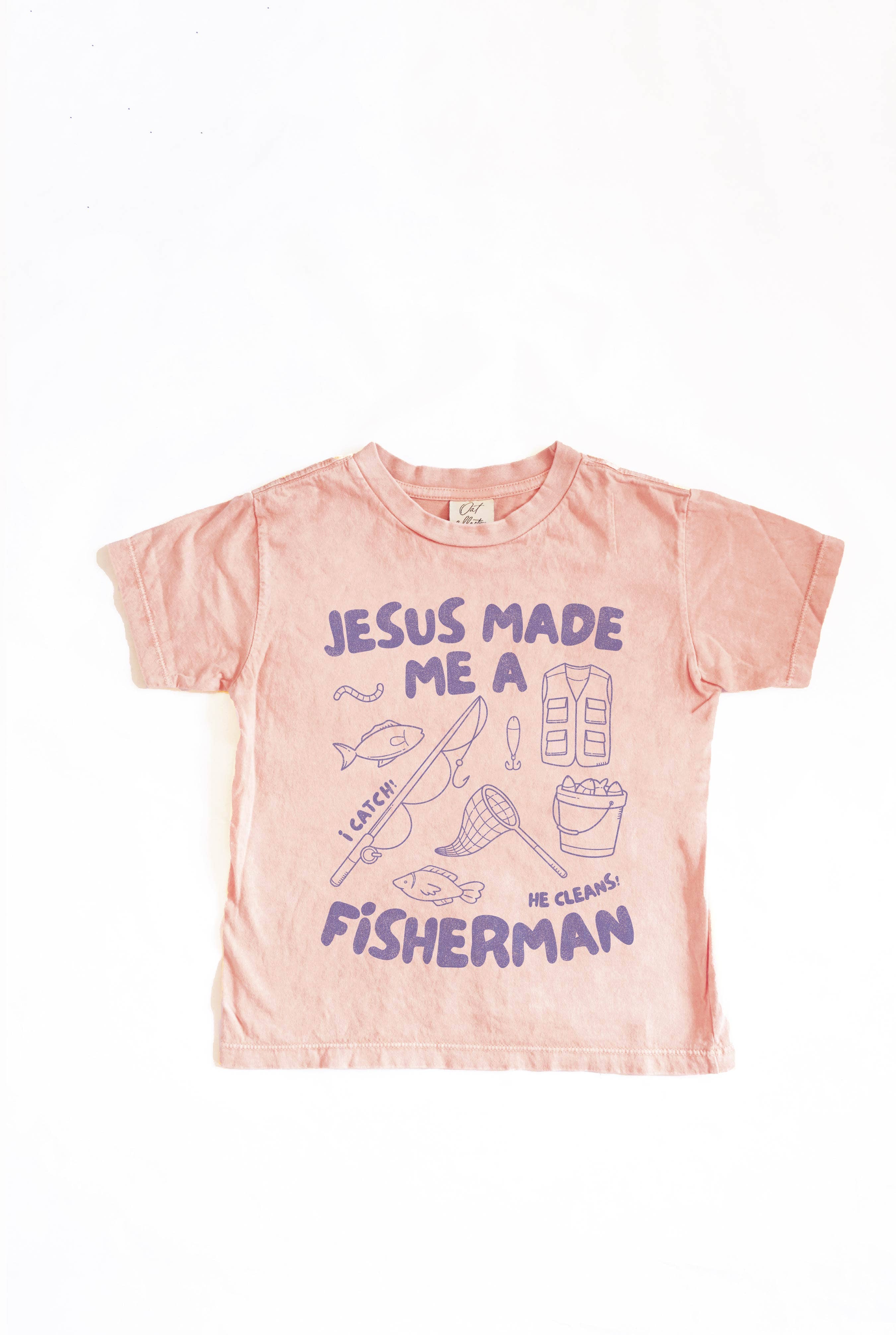 OAT COLLECTIVE - Wholesale Screen Printed T-Shirt - Kids - JESUS MADE ME A FISHERMAN Toddler Washed Graphic Top8