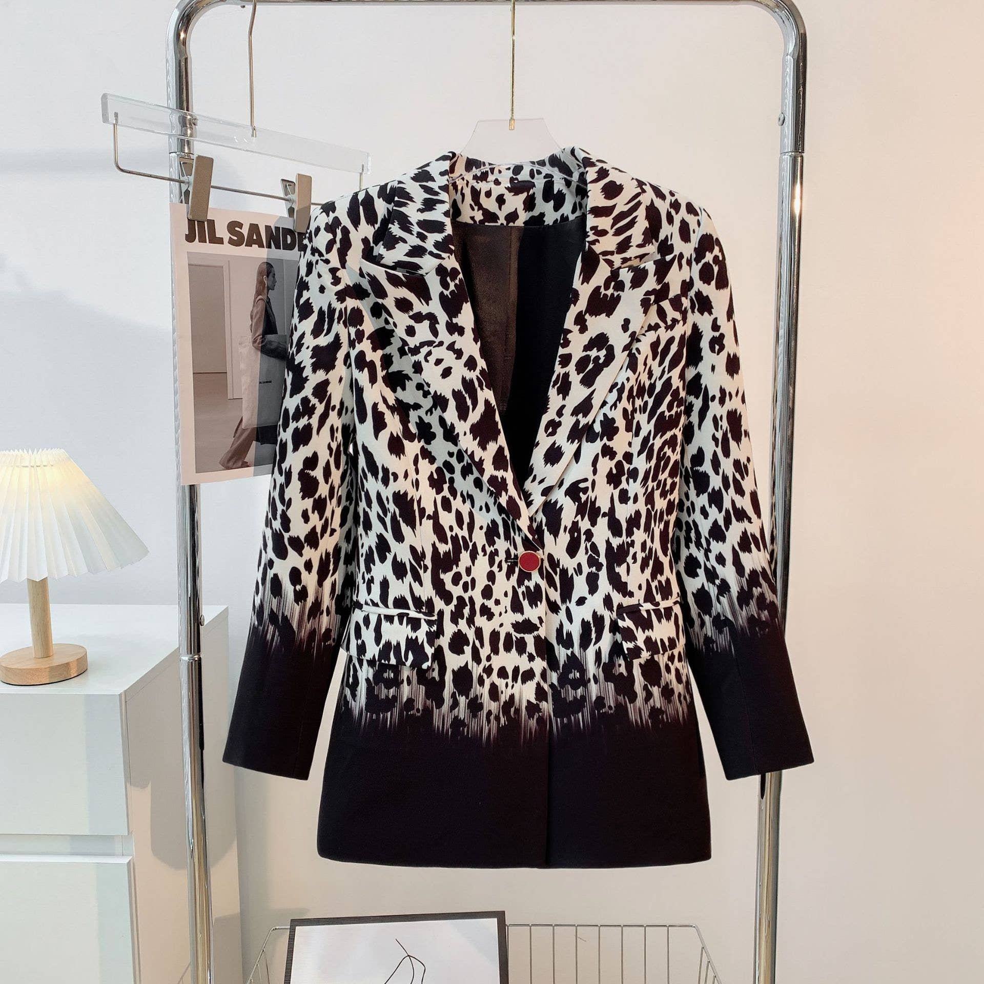 Noir BL043L Blazer à imprimé léopard Blazer à imprimé dégradé décontracté en vente sur Faire2