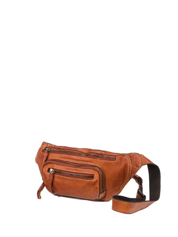 Sac banane unisexe Stamp en cuir couleur cuir pour la vente par Stamp