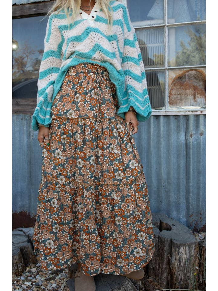 Three Bird Nest - Wholesale Skirt - Women's - Daisy Rain Maxi Skirt - Fog Nude3