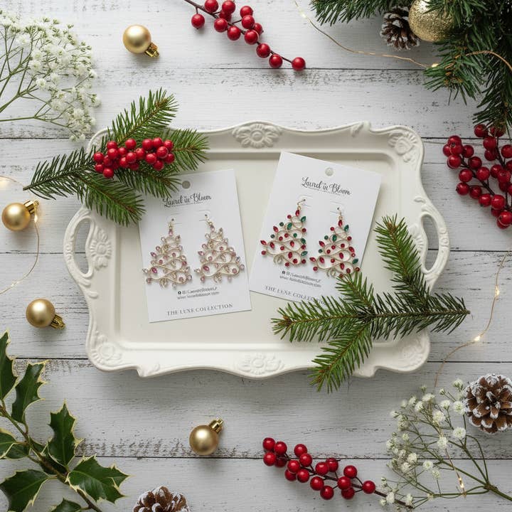 Laurel in Bloom - Wholesale Dangle Earrings - Retro Tinsel Tree Earrings2