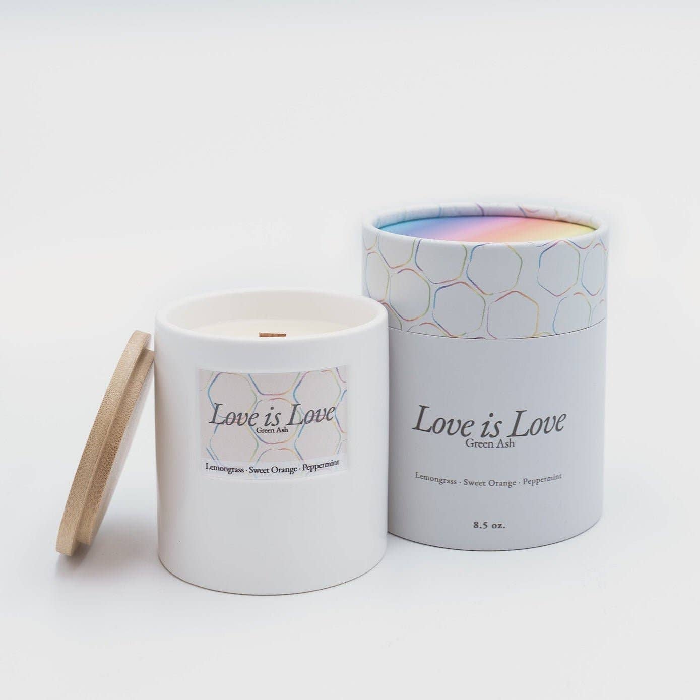 Green Ash Decor - Wholesale Jar/Filled Candle - 8.5oz Love is Love1