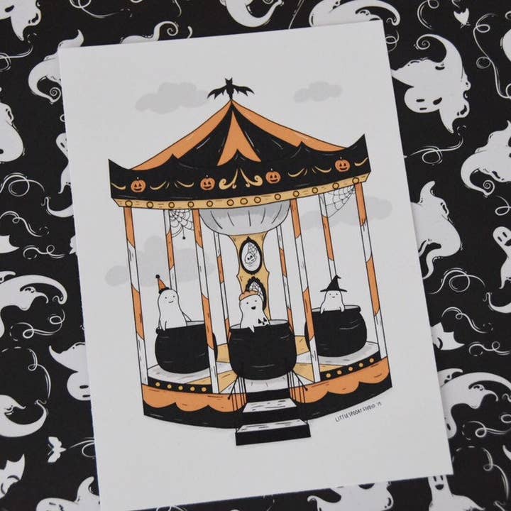 Spökkarusell Halloween-tryck för wholesale av Little Spooky Studio
