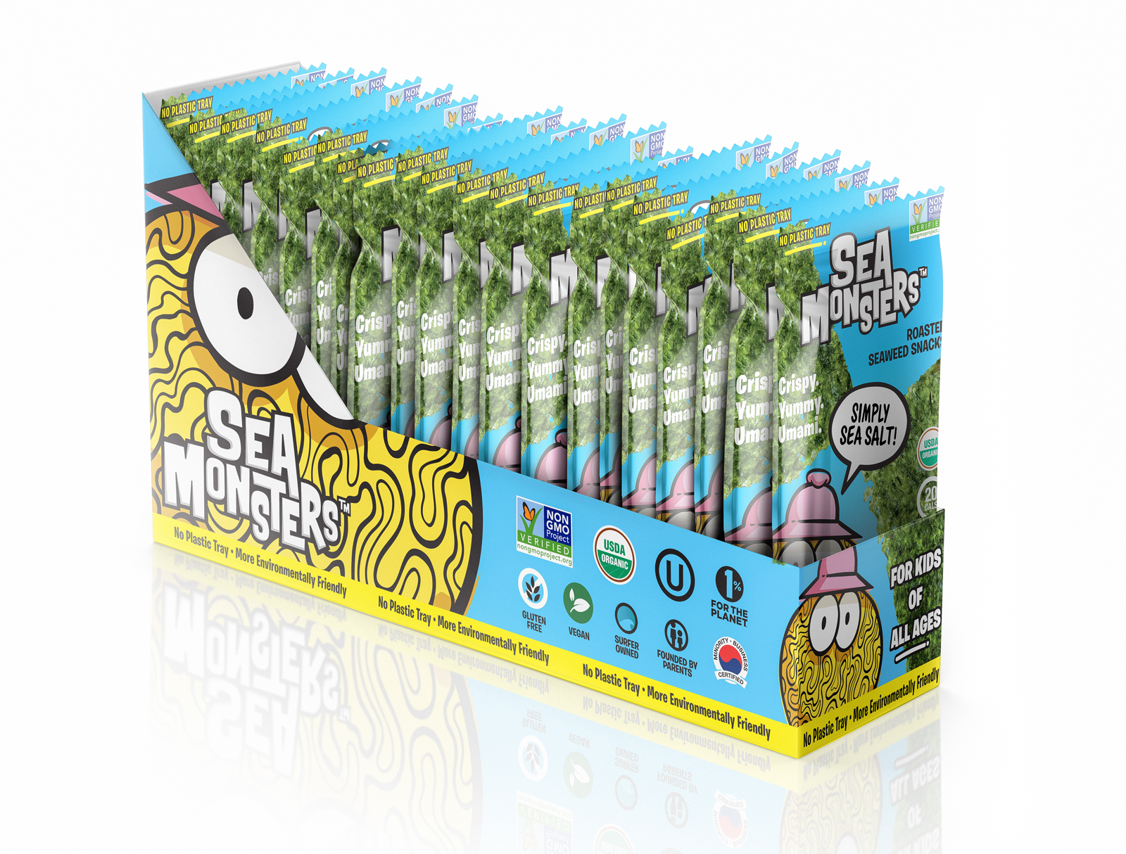 Sea Monsters - Wholesale Chips - Trayless Seaweed Snacks, VRTY .14oz, 20-pack case3