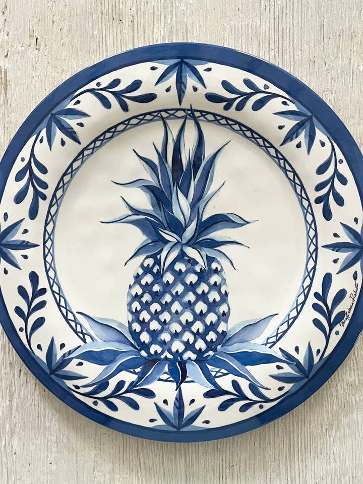 Assiette à dîner en bambou Blue Pineapple pour la vente par Bamboo Table