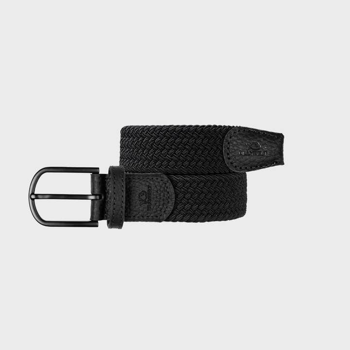 All black elastic braided belt for wholesale by BILLYBELT