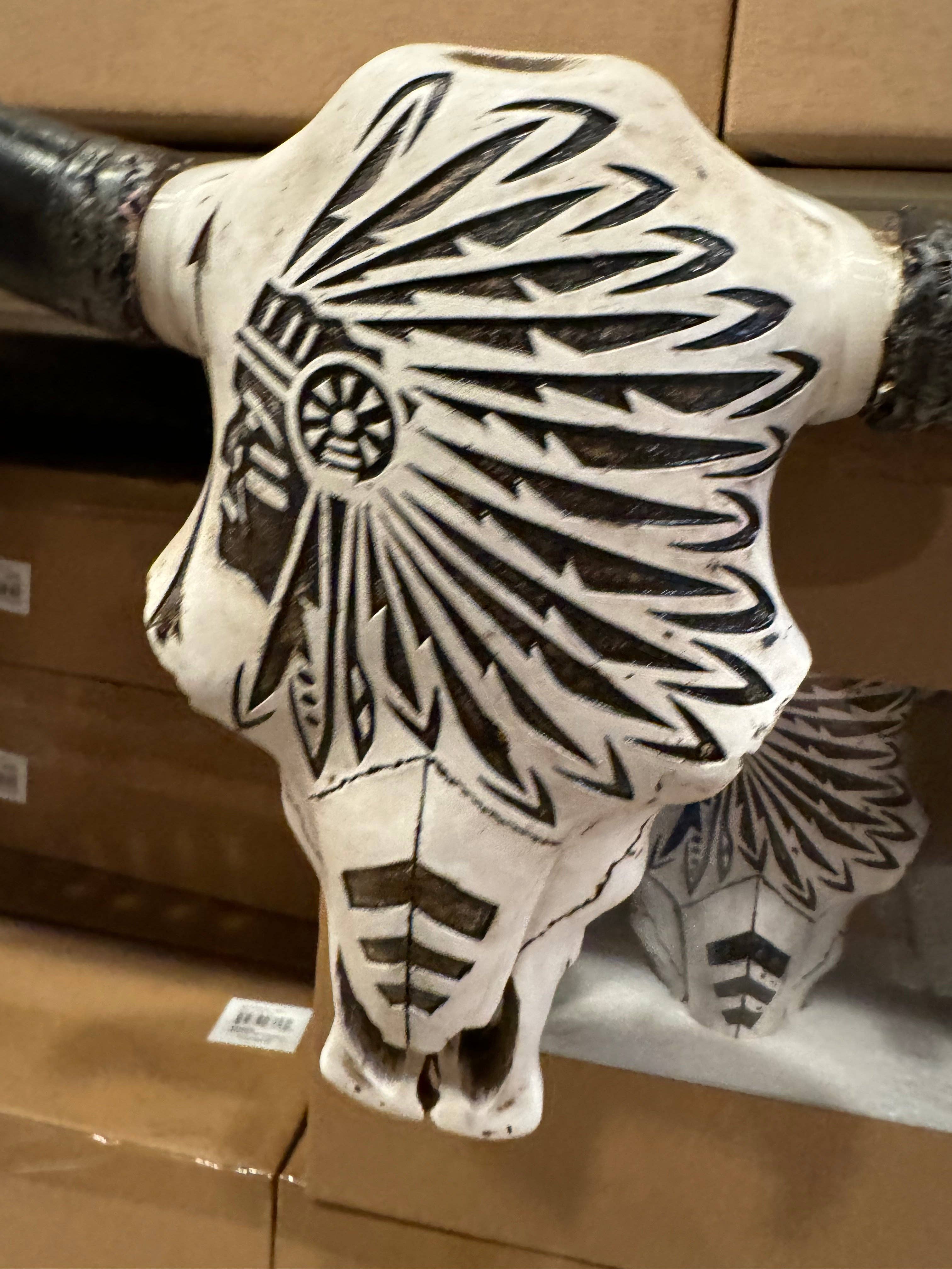 Broads Market - Wholesale Wall Accent - Native Chief Headdress Cowskull Wall Decor2