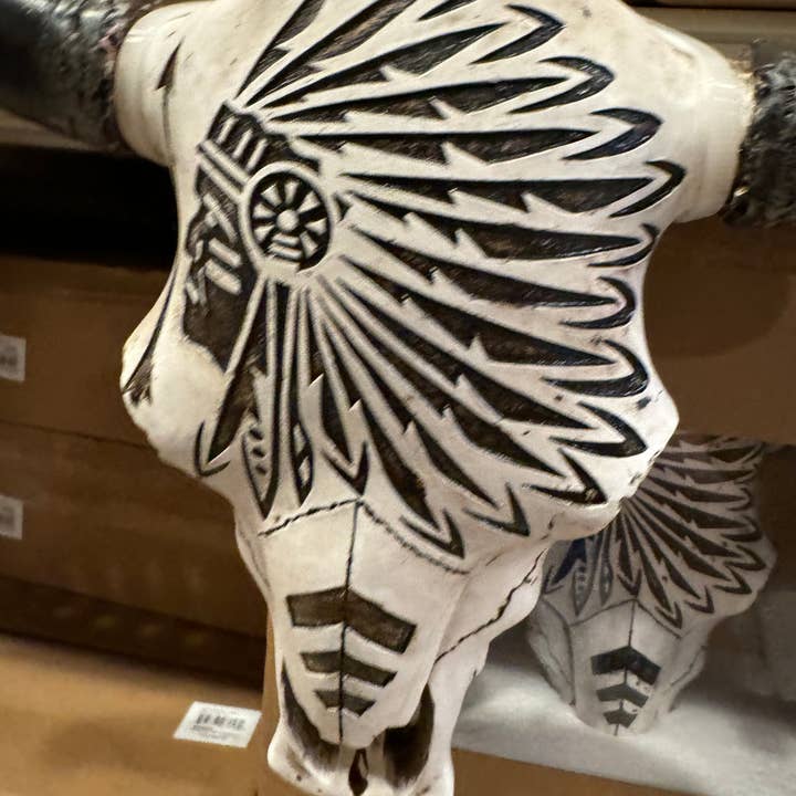 Broads Market - Wholesale Wall Accent - Native Chief Headdress Cowskull Wall Decor2