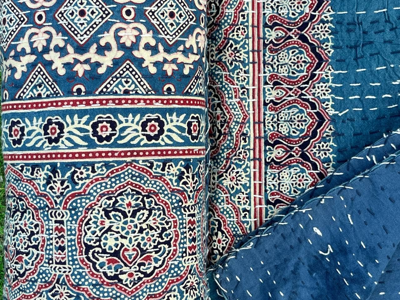 bhavnas boutique – wholesale Quilt – Bohemian Hand Block Print Bedding Boho Blanket Kantha Quilts3