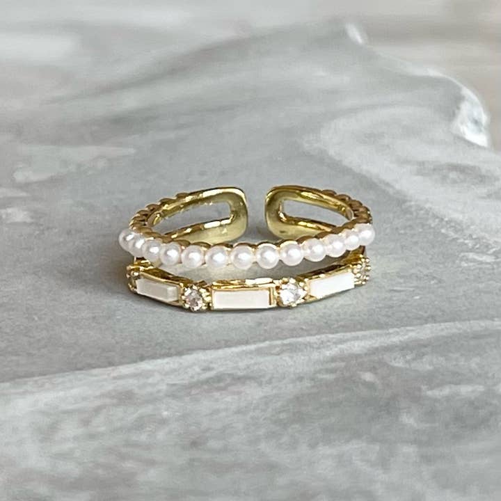 Loli - Wholesale Multi-stone ring - Minimal Modern Sparkling Gemstone Adjustable Ring, Sleek