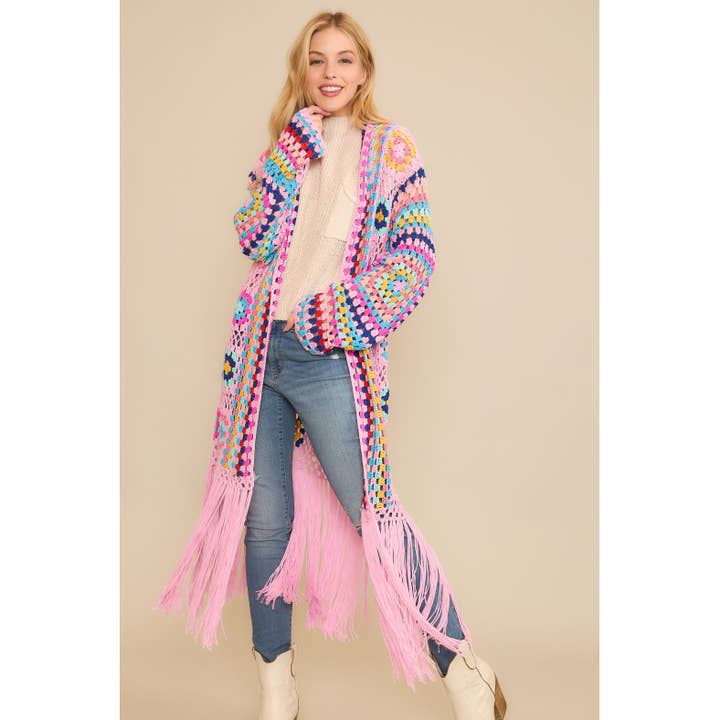 Sweet Generis - Vendita all'ingrosso Cardigan - Donna - SPOLVERINO COLORATO IN CARDIGAN CON FRANGE ALL'UNCINETTO9