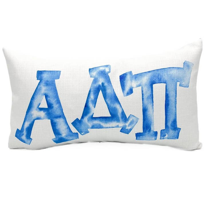 Rachel Brooks Design, LLC - Wholesale Throw/Decorative Pillow - Alpha Delta Pi ADPi Watercolor Greek Letters Sorority Pillow0