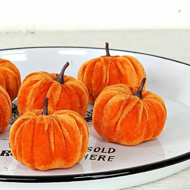 Impressive Enterprises, Inc. - Wholesale Decorative Tabletop Object - ISB79865- Mini Velvet Pumpkin Bagx6-OR2