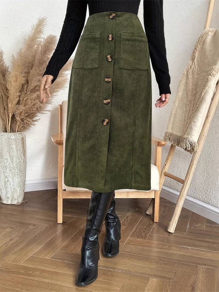 Utility Midi Skirt Women Military Green N5A299 for wholesale on Faire