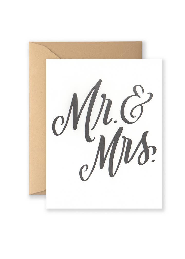 Mr. & Mrs. - Biglietto di auguri per matrimonio per la vendita all'ingrosso da parte di Lionheart Prints
