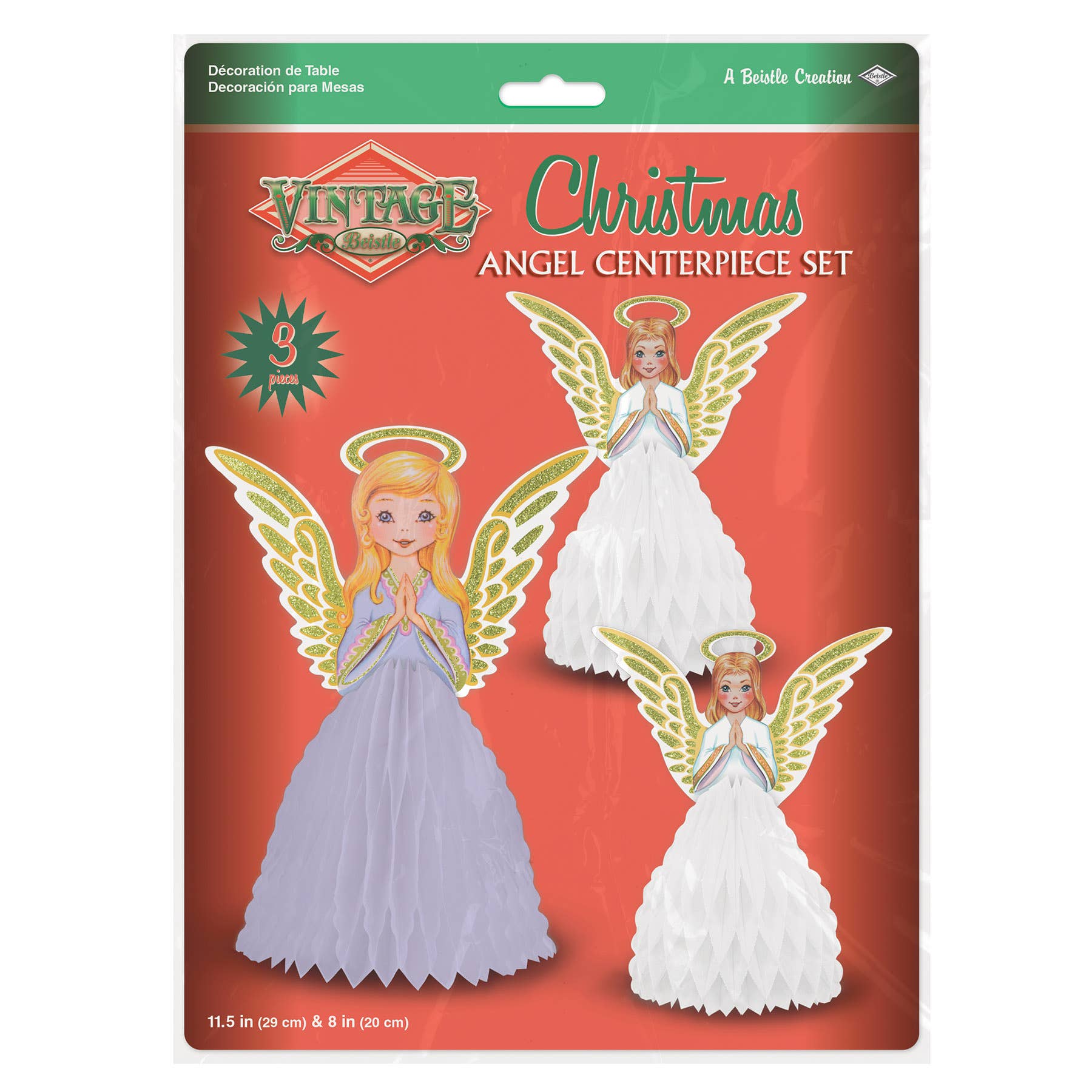 Beistle - Wholesale Christmas Decoration - Vintage Christmas Angel Centerpiece Set of 3, 11½" & 8"1