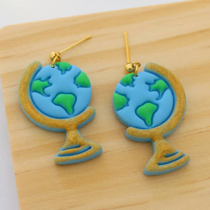 Polymer Clay Earth Globe Earrings for wholesale by Sweets & Pearls