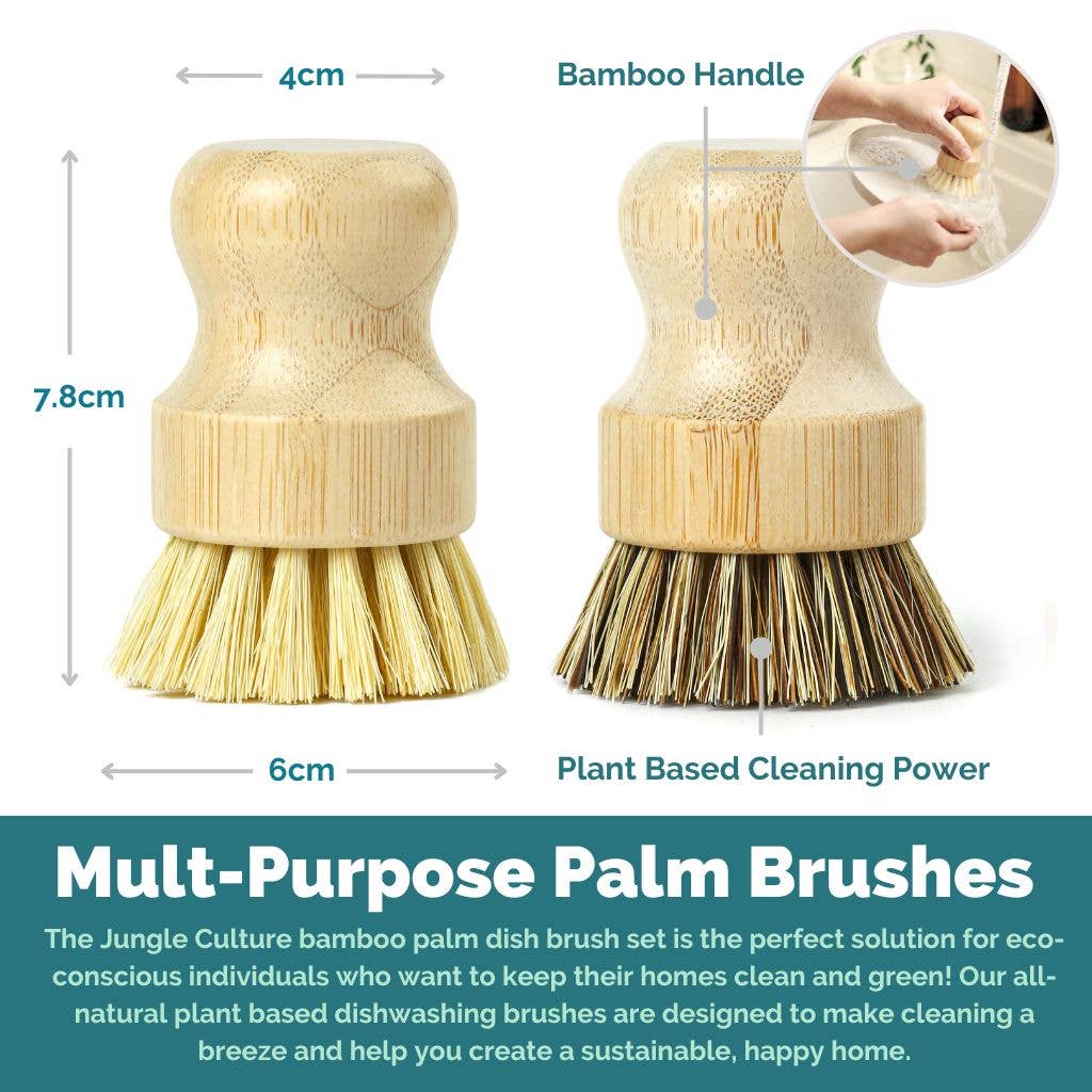 Jungle Culture - Wholesale Cleaning Brush - Bamboo Dish Brushes | Set of 2 Washing Up Scrubbing Brushes1