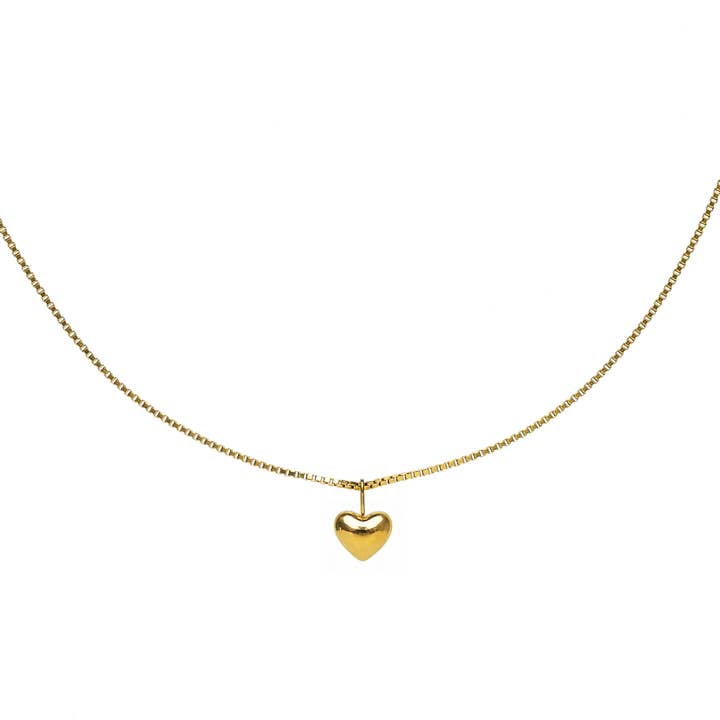 Brenda Grands Jewelry - Wholesale Pendant/Charm Necklace - Tiny Gold Puffy Heart Necklace