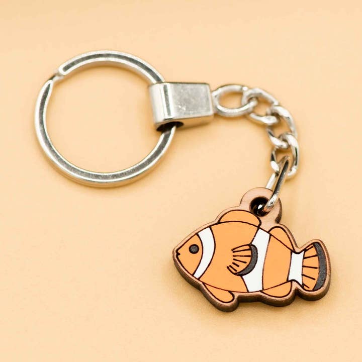 Hand-painted Clownfish Wooden Keyring - KS23063 for wholesale by Robin Valley
