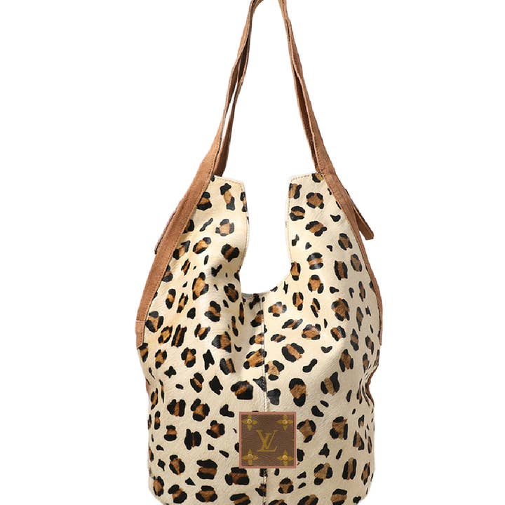 Embellish Your Life - Wholesale Shoulder Bag - Women's - Upcycled Calf Fur Leopard Print Bag