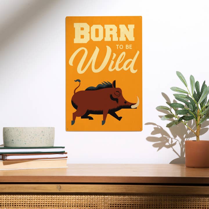 Lantern Press - Wholesale Wood Wall Art - WOOD SIGN ART Hog, Born to be Wild, Geometric9