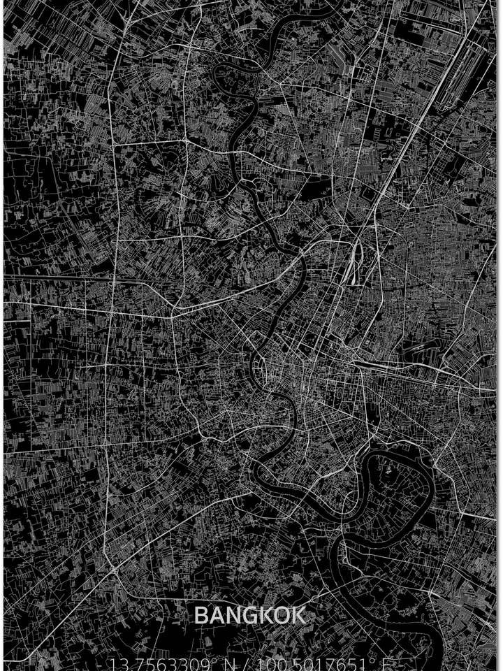 Citymap Bangkok XL | Decorazione murale in alluminio per la vendita all'ingrosso da parte di Brandthout.