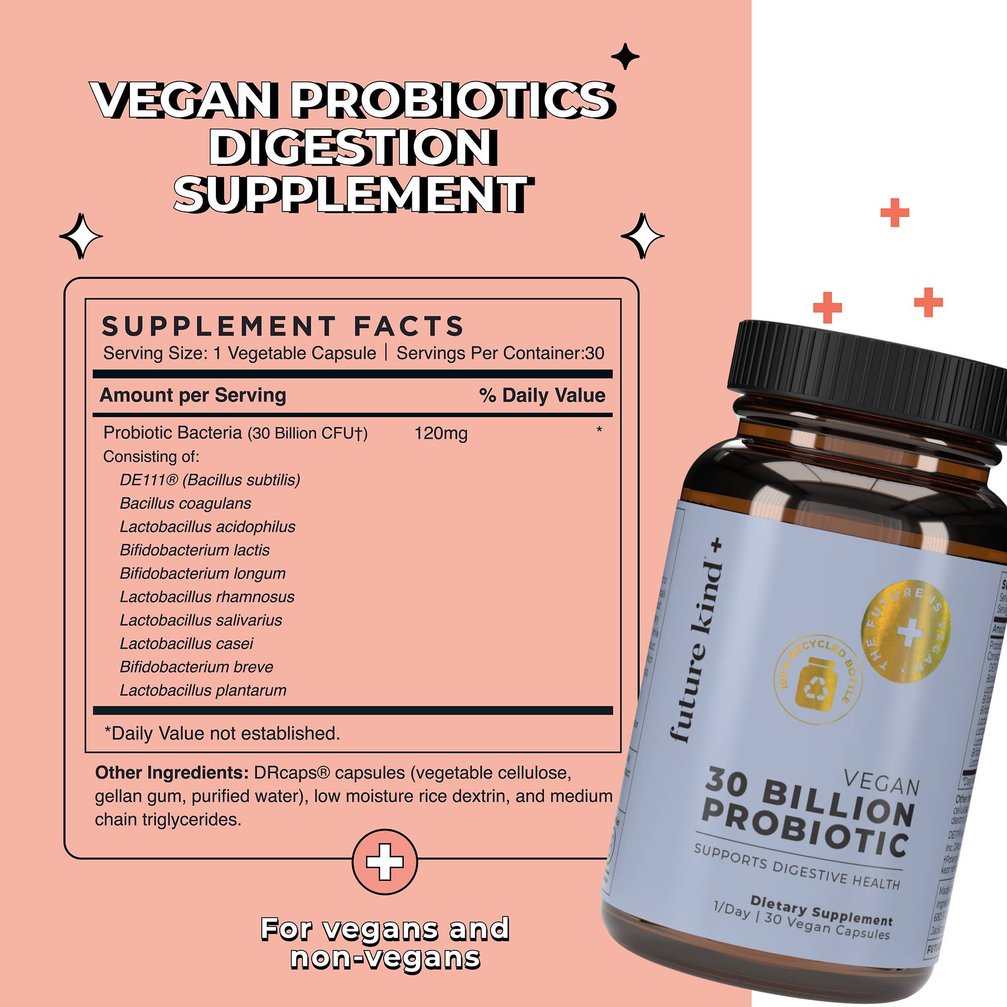 Future Kind - Wholesale Oral Supplement/Vitamin - Vegan Probiotics Digestion Supplement (30 Billion CFUs)1