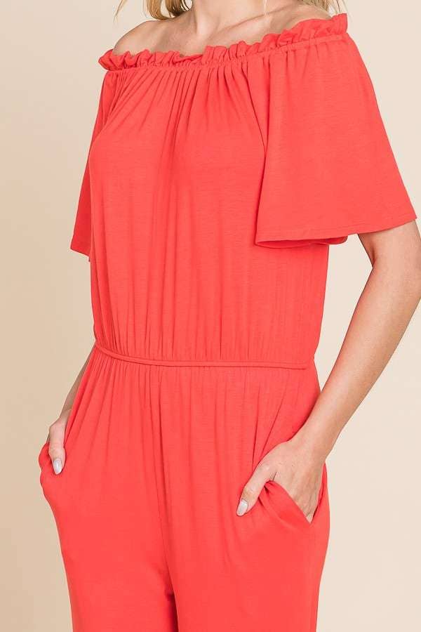 Culture Code - Wholesale Jumpsuit - Women's - CAR1489 - OFF SHOULDER PEASANT JUMPSUIT11