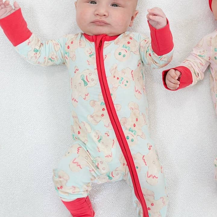 Sweet Bay Clothing - Wholesale Sleepsuit - Baby - Blue Gingerbread Zipper Onesie0