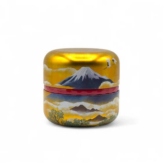 Inoue Tea - Wholesale Canister - Mt Fuji Gold Metal Tea Canister - Japanese Chazutsu