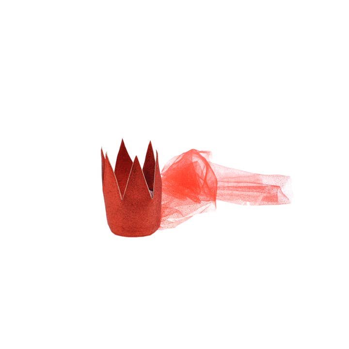 Couronne rouge + tulle pour la vente par Mouche Paris