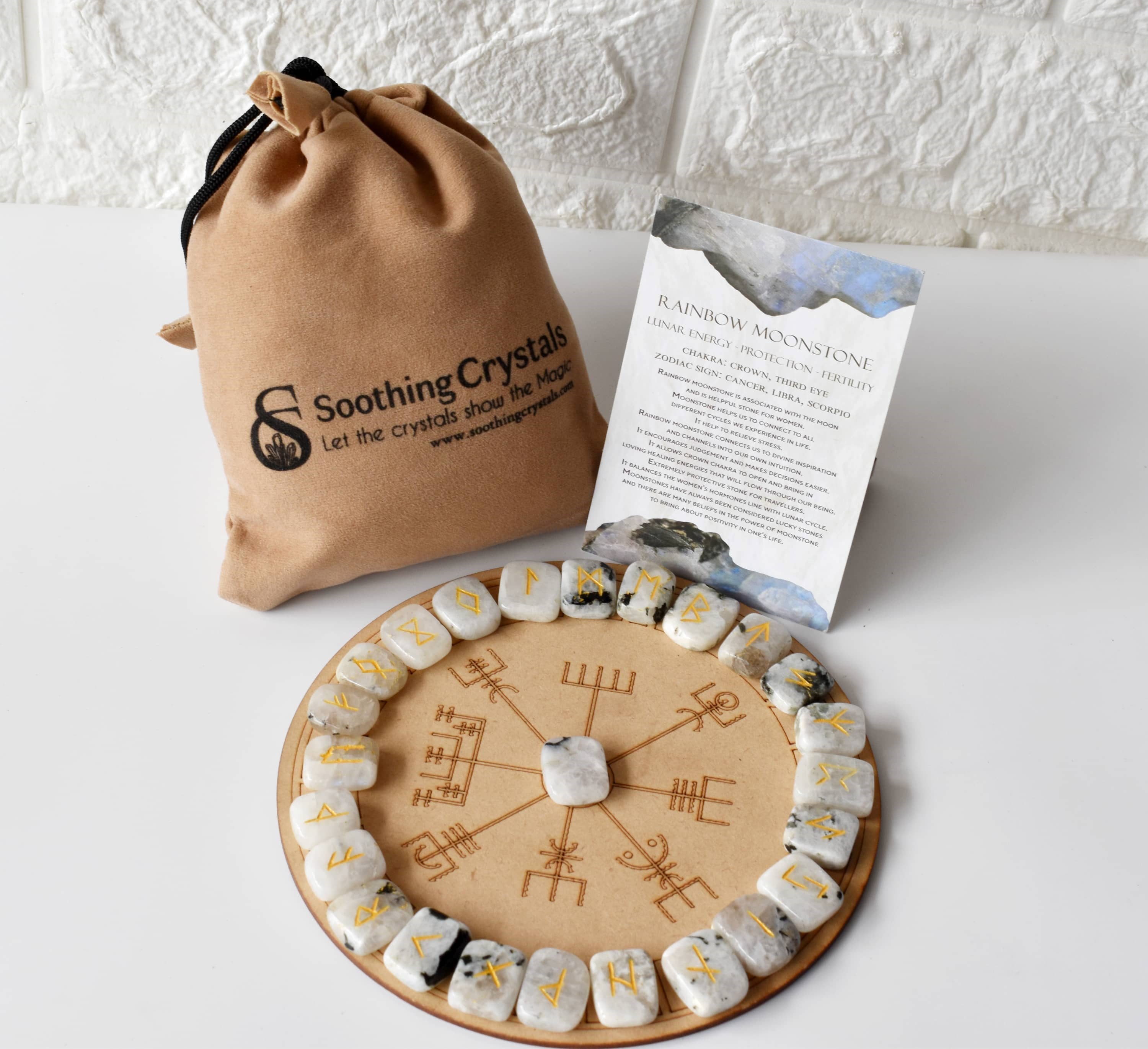 Soothing Crystals - Wholesale Spiritual Stone/Crystal - Futhark Rune Set | Rainbow Moonstone Runes | Runic Crystals5
