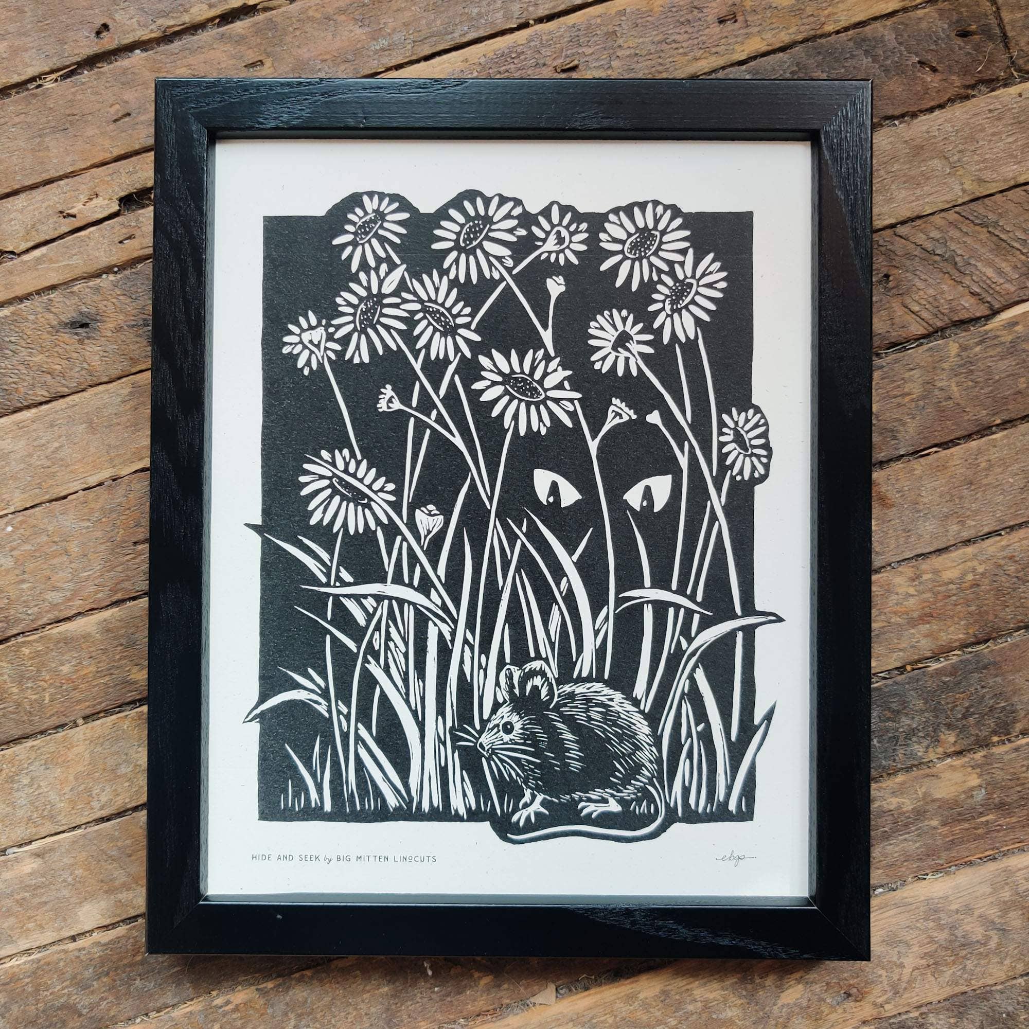 Big Mitten Linocuts - Wholesale Art Print - Hide and Seek Linoprint3