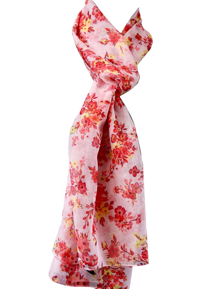 100% Poly Chiffong Scarf Dis 17572 Var 5 Rosa för wholesale av tessago