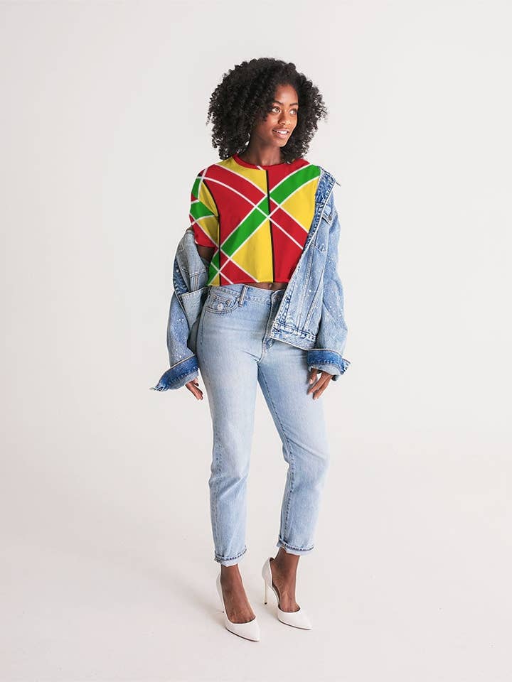 Guyanese Swag Ice Gold Green Damen Lounge Cropped Tee für den Großhandel von Guyanese Swag