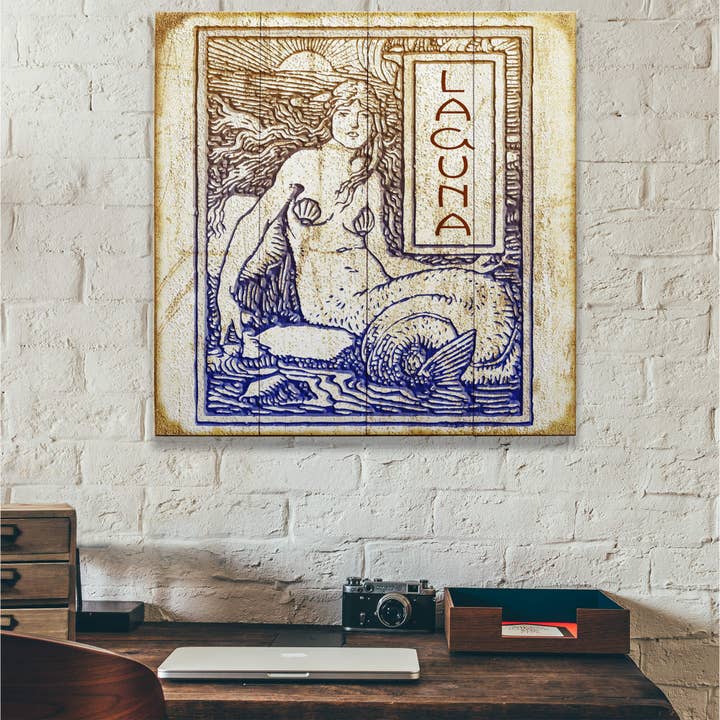 Old Wood Signs - Wholesale Art Print - Vintage Mermaid - Wood & Metal Wall Art
