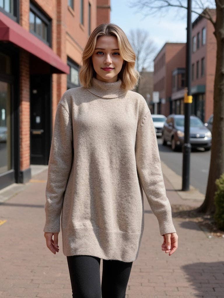 Marayn - Wholesale Knitted jumper – Women′s - Cozy Oversized Turtleneck Knit Sweater for FallWinter10