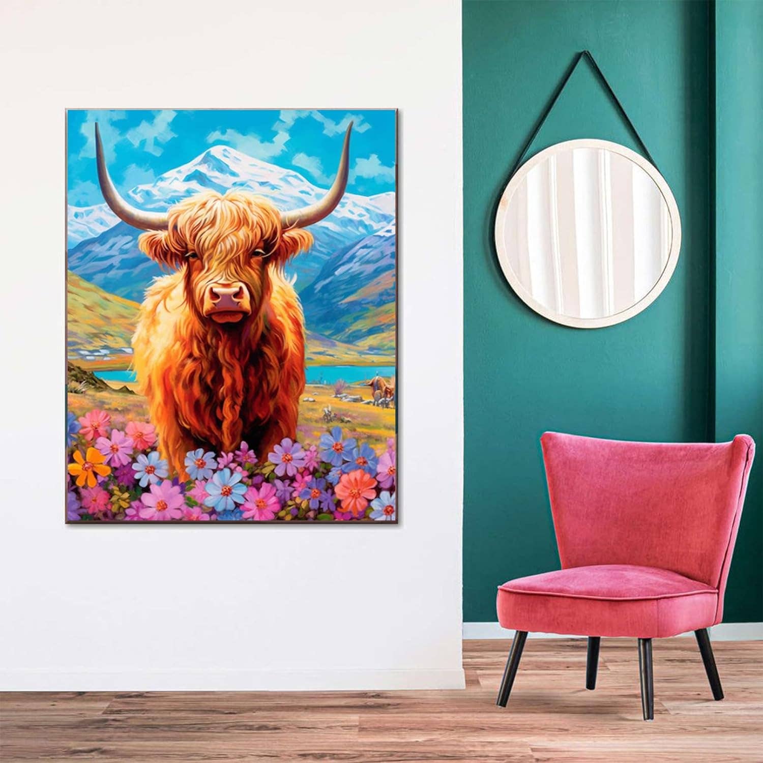 Artistry Rack - Wholesale DIY Craft Kit - Frameless Highland Cow Paint By Number Kit3
