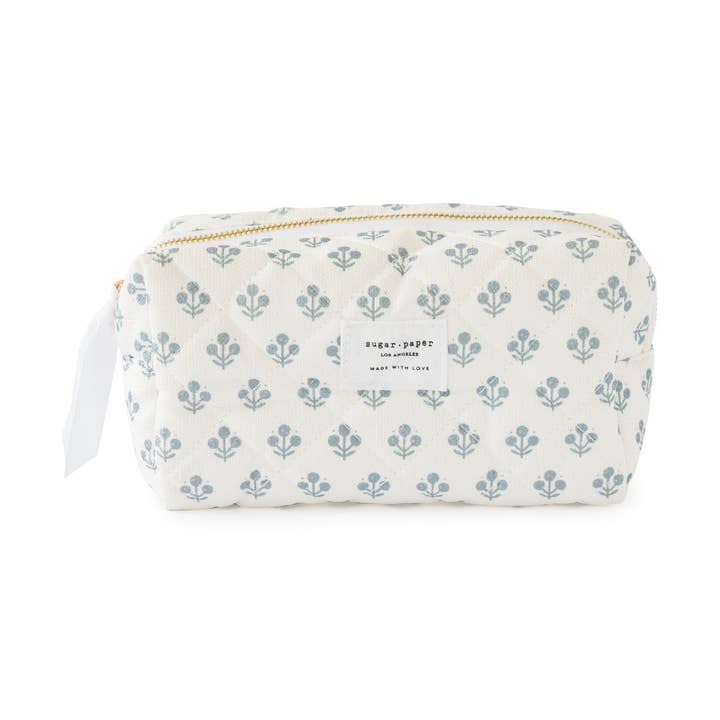 Small Cosmetic Pouch, Blue Floral for wholesale by Sugar Paper
