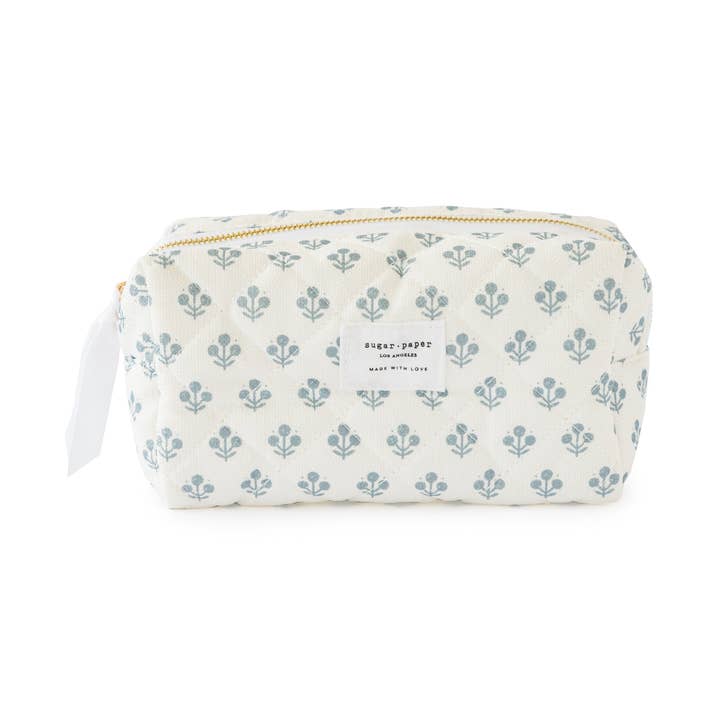 Sugar Paper - Wholesale Makeup/Cosmetic Bag - Small Cosmetic Pouch, Blue Floral0