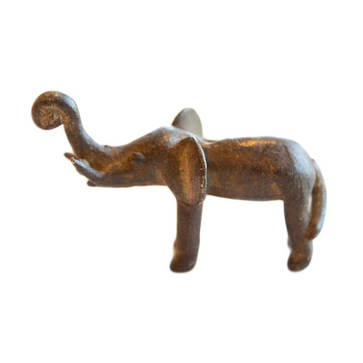 Vintage African Bronze Elephant with Curled Trunk for wholesale by Old New House