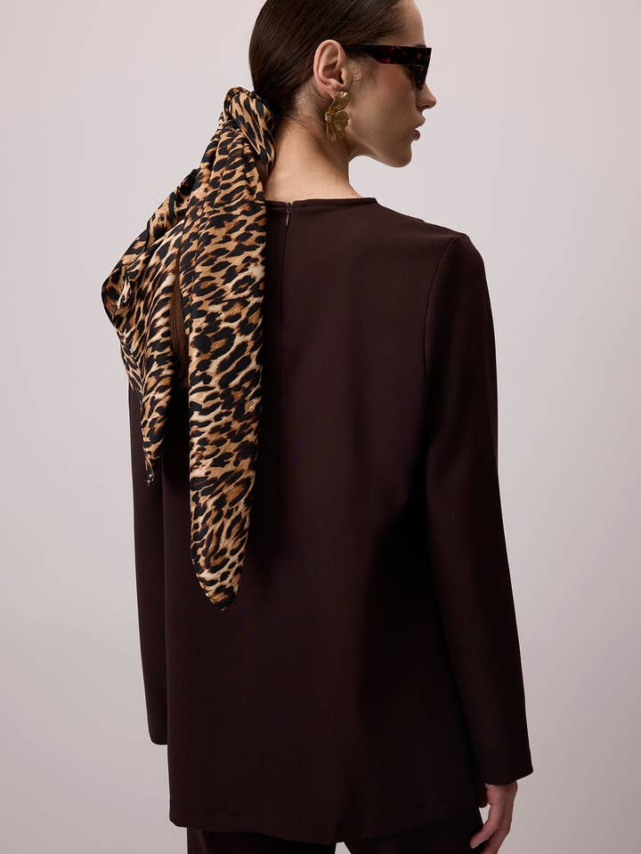 Kahverengi CREPE TUNIC WITH POCKETS for wholesale on Faire3