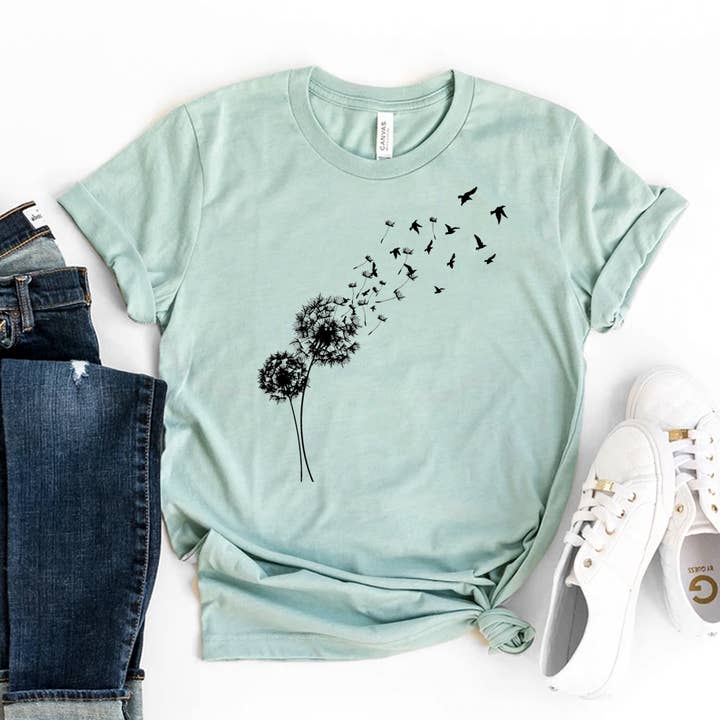 Dandelion Bird T-shirt - Bella Canvas for wholesale by Printliss