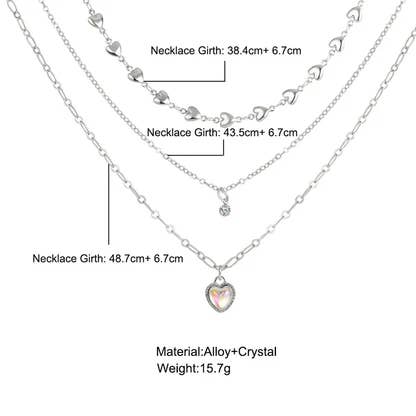 Silver Heart Shape Alloy Plating Rhinestones necklace wholesale for wholesale on Faire4