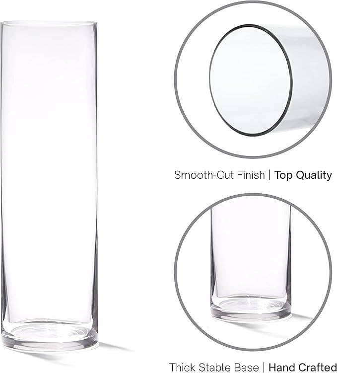 4E's Novelty - Wholesale Vase - 16" Tall Cylinder Glass Vase, 3.5" Wide - Clear Glass Vase for Centerpiece, Floor Vase, Flowers, Candle Holder, Wedding Table Decor by 4E's Novelty1